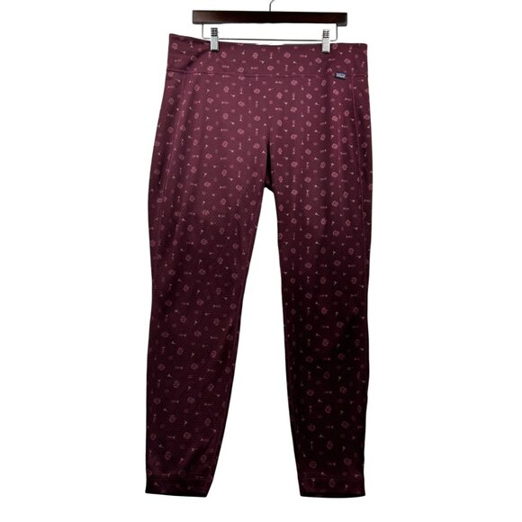 Patagonia Capilene Midweight Baselayer Bottoms Recycld Polyester Maroon Print XL - Picture 2 of 7